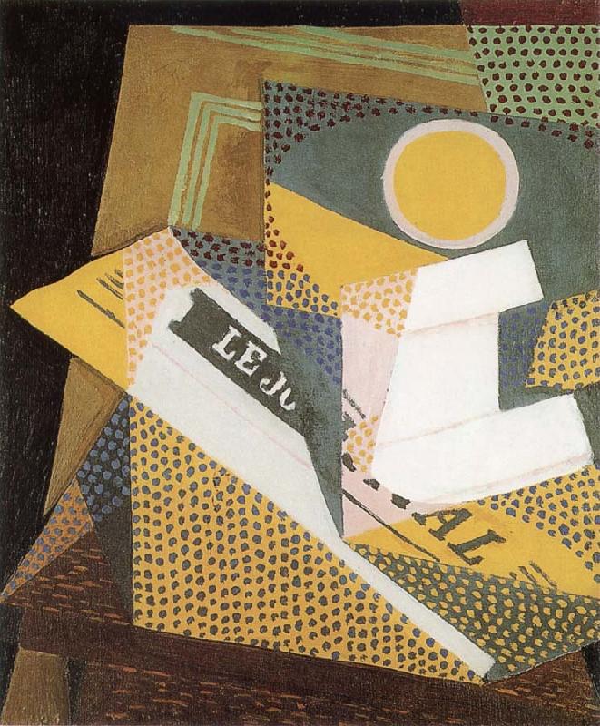 Juan Gris Newpaper and Fruit dish oil painting picture